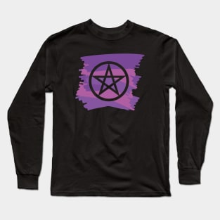 Pagan Pentagram Purple Paint Witch Magick Long Sleeve T-Shirt